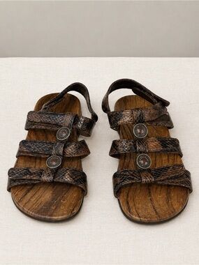 Orthaheel Brown Snake Print Orthopedic Sandals Women’s US 6 EU 37 Velcro Straps